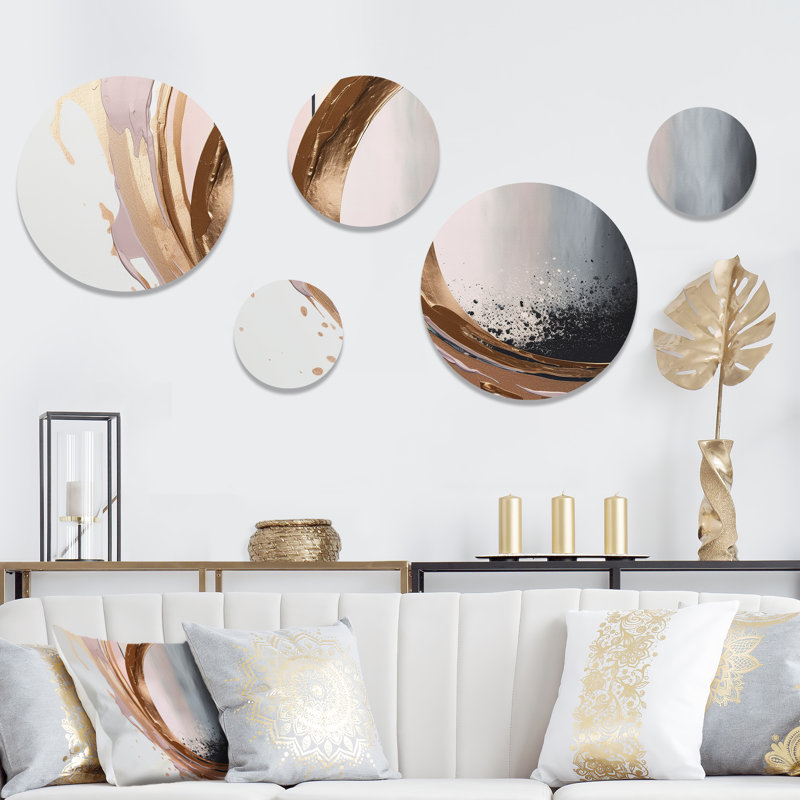 Rosegold Half Circles Boho V - Modern Shapes Transitional Metal Wall Décor