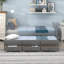 Lit de jour double gris polyvalent avec lit gigogne et tiroirs de rangement pratiques pour une salle d'étude confortable