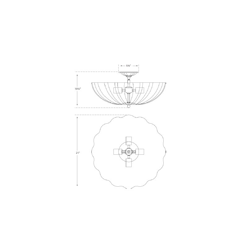 AERIN Rosehill Semi-Flush, 10.25"H x 21"w x 21"D, Polished Nickel