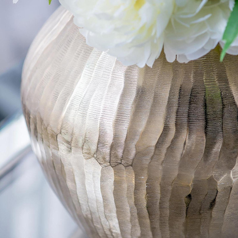 11x11x9" Aluminum Chisel Flower Vase, Gold, 9" H x 11" W x 11" D