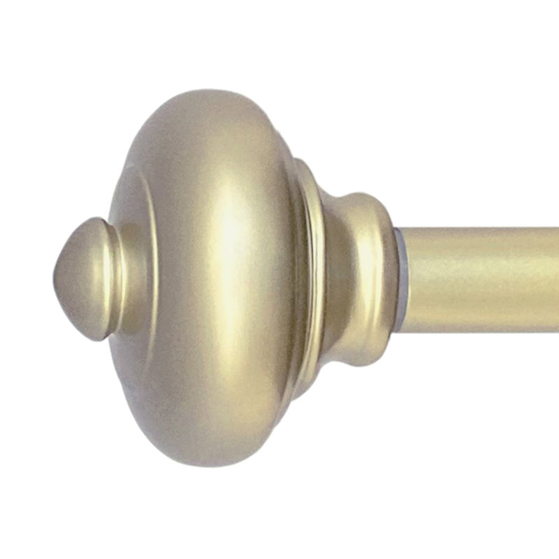 Madyson Metal Adjustable Single Curtain Rod, Pale Brass, 2" H x 128" W x 4" D