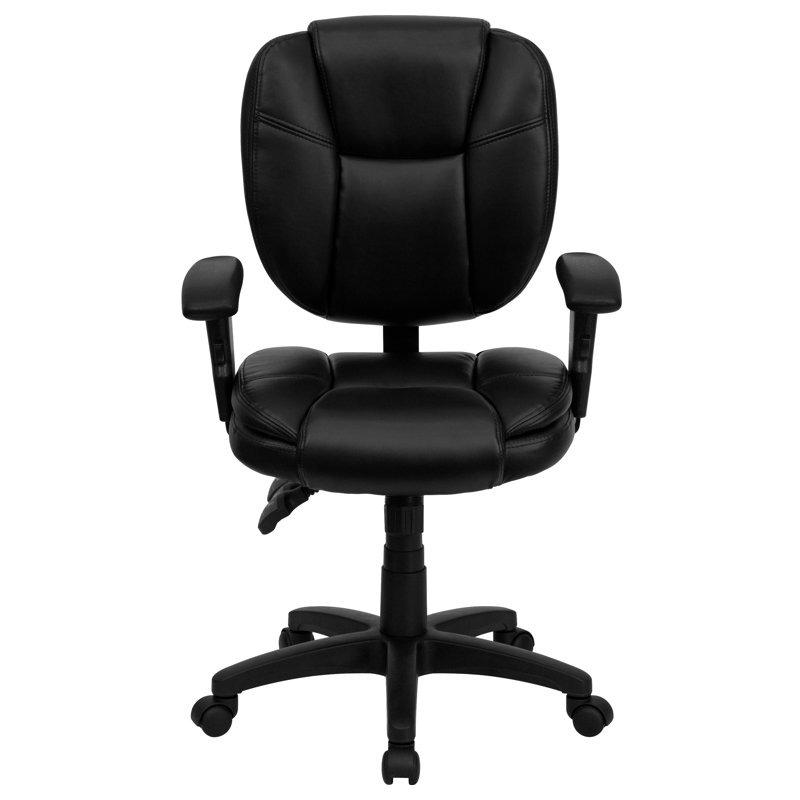 Mid-Back Multifunction Ergonomic Task Office Chair with Pillow Top Cushioning, Burgundy Fabric, Adjustable Arms