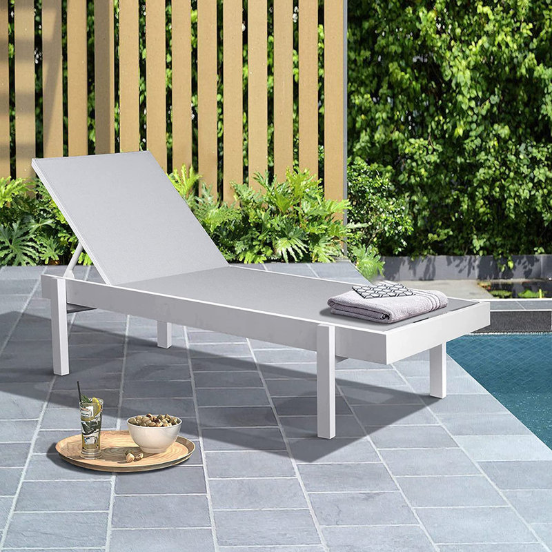 Tarun Outdoor Rust-Resistant Metal Chaise Lounge