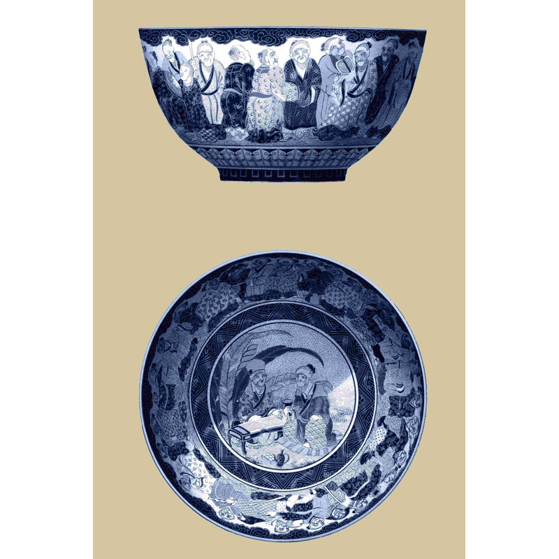 Porcelaine bleue et blanche II, H 30 po x l 20 po