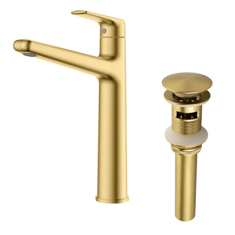 Single Hole Bathroom Vessel Faucet With Drain Assembly Single Handle Bathroom Vessel Sink Faucets Modern Tall Bathroom Vanity Basin Taps With Valve