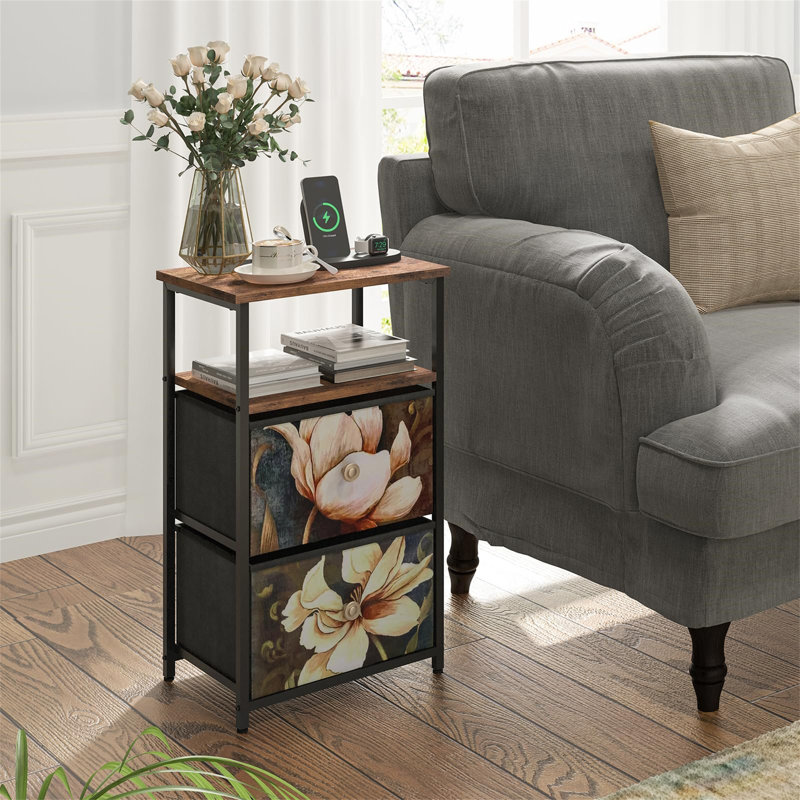 39.9cm W Metal Bedside Table