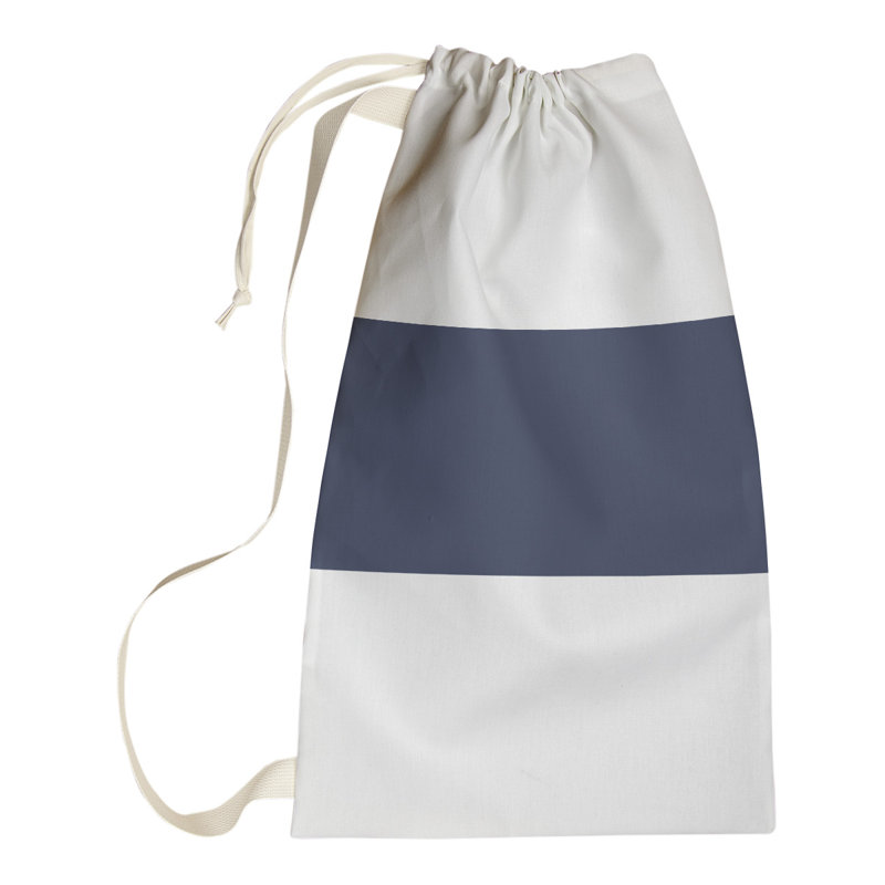 Nashville Fabric Laundry Bag with Handles, Small (29" H x 18" W x 1.5" D), Nashville White/Blue