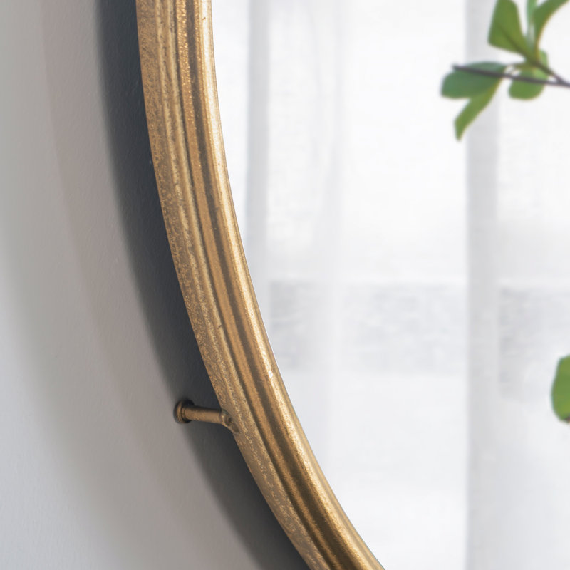 Miroir mural circulaire avec cadre en métal doré, miroir décoratif pour salon, entrée, bureau, miroir, 32,32 po x 26,42 po