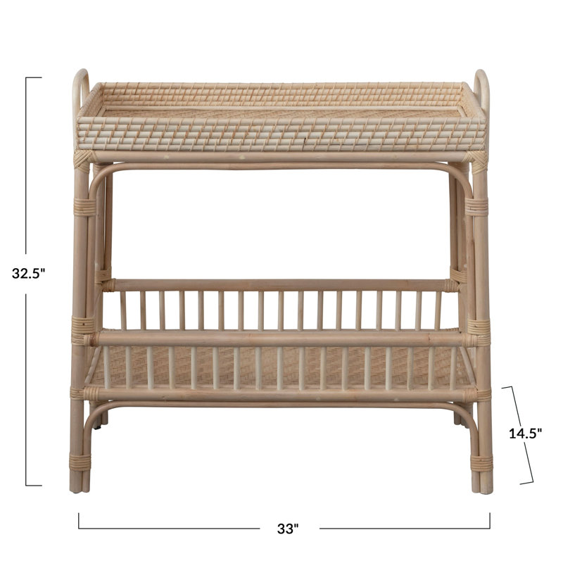 Edgehill Hand Woven Bamboo And Rattan Console Table With Shelf, Natural