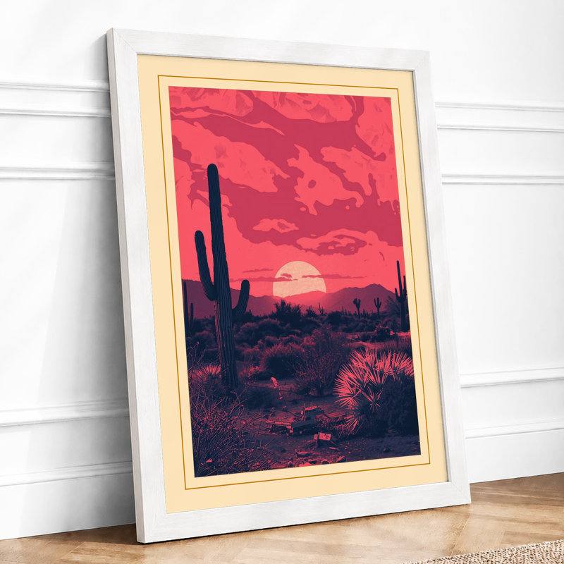 Desert at Sunset Rustic - Framed Print, A2 - 59.4 x 42.0 cm, White