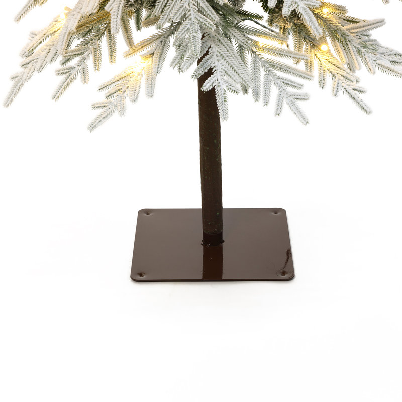 Sapin de Noël artificiel crayon floqué de 1,5 m, préilluminé avec 80 lumières DEL blanc chaud