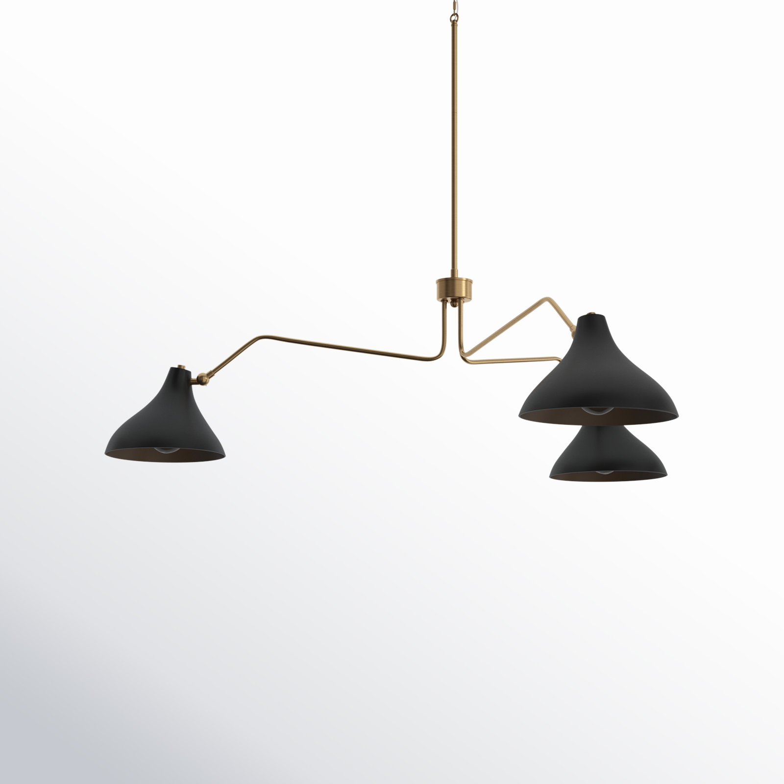 Elyse 3 - Light Unique/Statement Chandelier, Natural Brass, Black