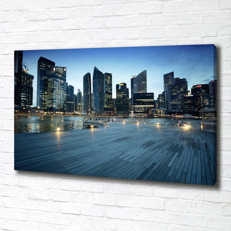 Singapore By Night - No Frame Print on Canvas
