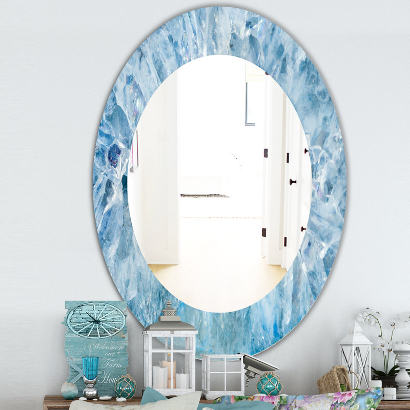 Geode Interior with Light Blue crystals - Modern Wall Mirror, 31.5" H x 23.7" W