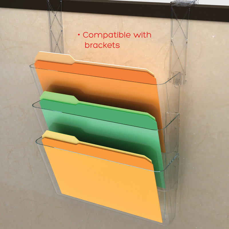 Clear Acrylic 3-Compartment Wall File Pocket System