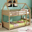 Lit superposé simple au-dessus d'une chambre simple avec tête de lit, pied de lit et garde-corps, échelle-107313349