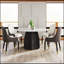 Table de salle à manger 53 pouces ronde en marbre artificiel avec base en bois massif texturé noir pour 6 personnes, parfaite pour la salle à manger et le salon-2144508836-2144508762-2144508767