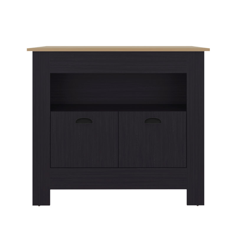 Kardel Wood Kitchen Island, Black