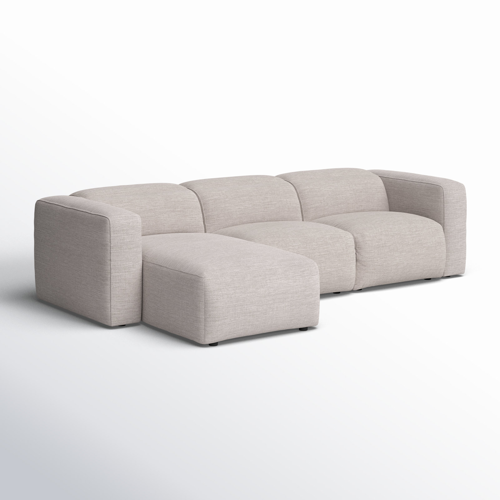 Amed Modular Sofa and Chaise, Left Hand Facing, Gray Polyester Blend