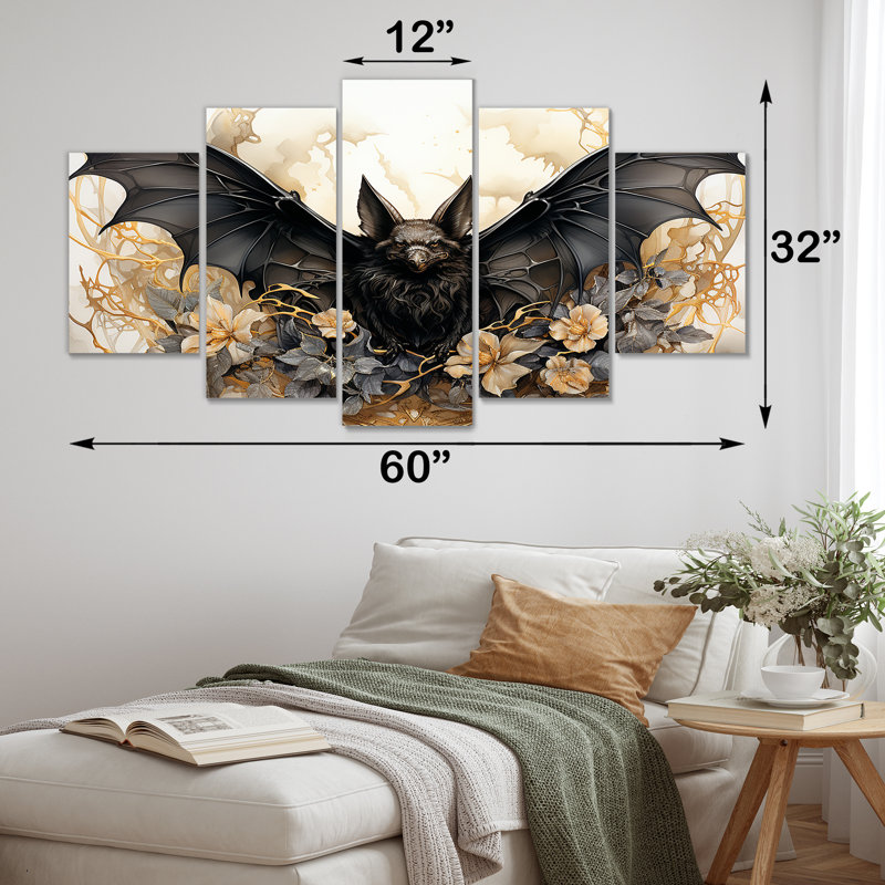 Silhouette minimaliste de chauve-souris - art mural Multipanel