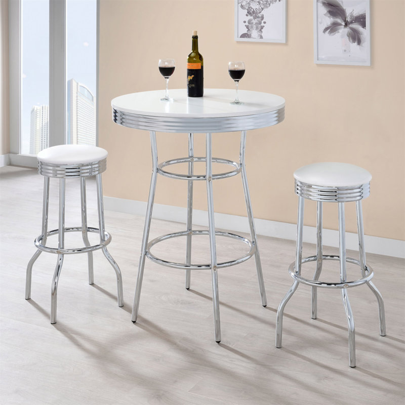 Table de bar ronde blanche et brillante Werner