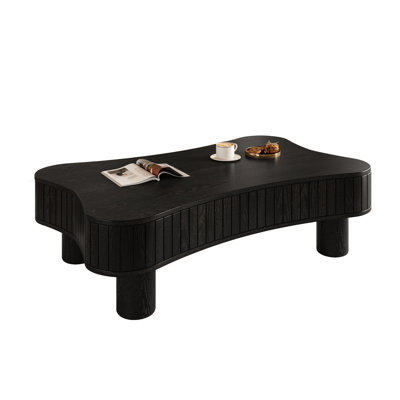 Table basse à plateau relevable de 42 po pour le salon avec système de levage hydraulique silencieux, rangement caché à panneau cannelé, coins courbés, 5 assemblages, fonction noire de 42 po, 3 espaces de rangement, bords, outil de 5 minutes
