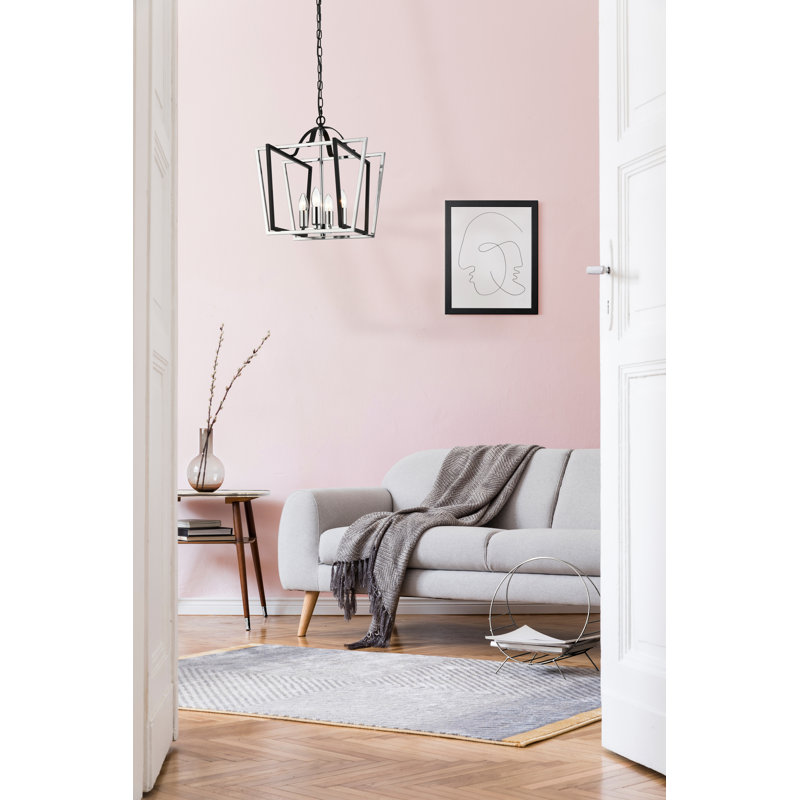 Ballville 4 - Light Caged Pendant, 23.6cm H x 16cm W x 16cm D, Matte Black/Chrome