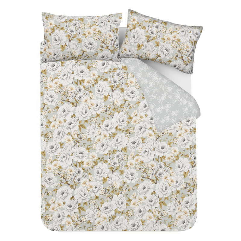 Polyester Bedding, Green Floral, Double Duvet Cover Set + 2 Pillowcases