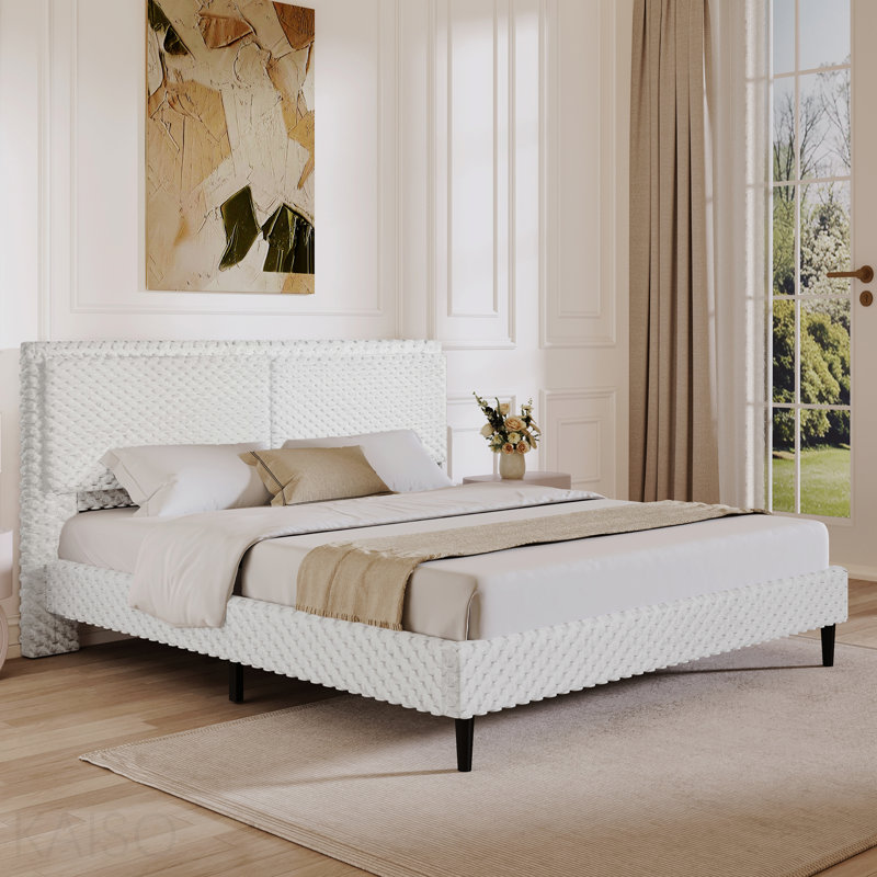 Lit, dossier simple moelleux et confortable, grand, Blanc, Queen