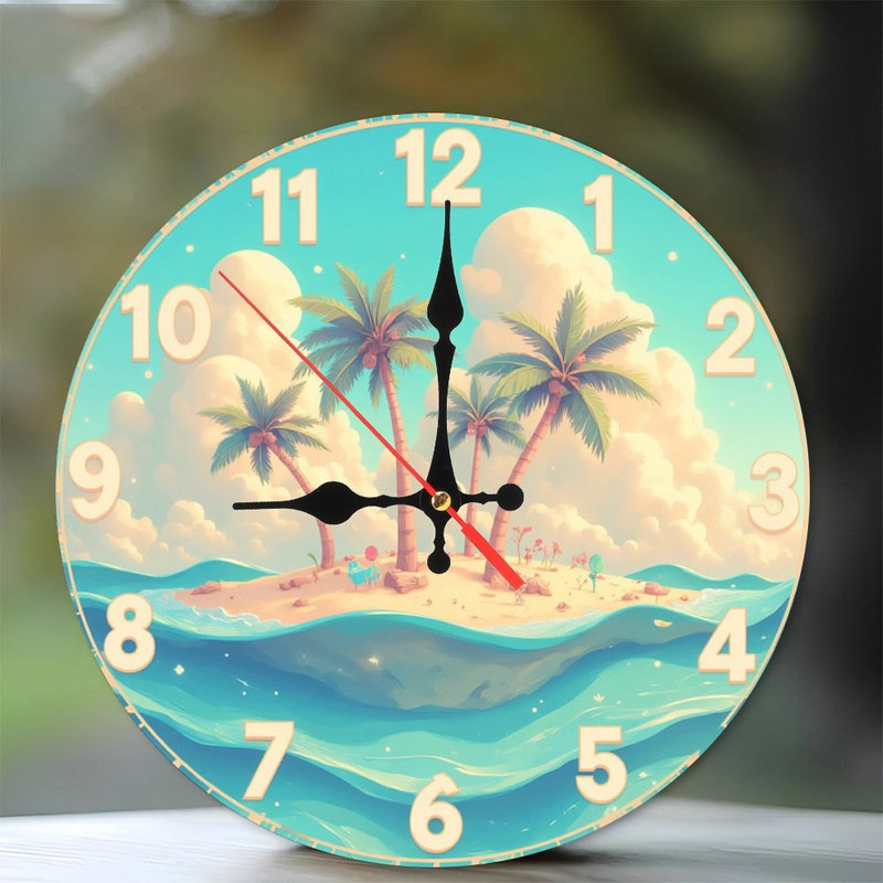 Décoration murale horloge plage tropicale