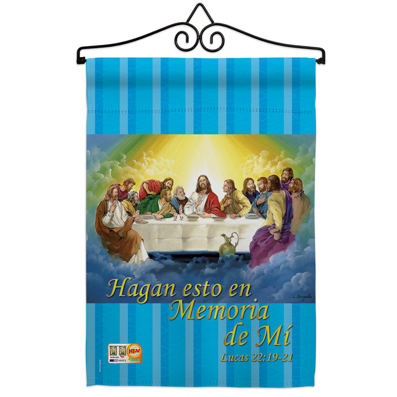 Table de polyester à 2 faces 13 po x 19 po la ultima cena ensemble de drapeaux