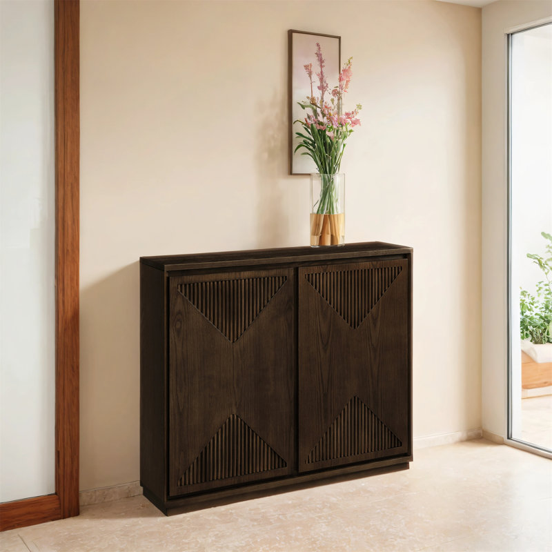 Buffet de rangement moderne en forme de V, Noyer