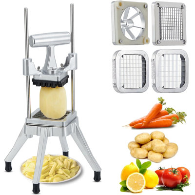 Commercial Vegetable Fruit Slicer With 4 Stainless Steel Blades (1/4", 3/8", 1/2" & 6-Wedge Slicer)