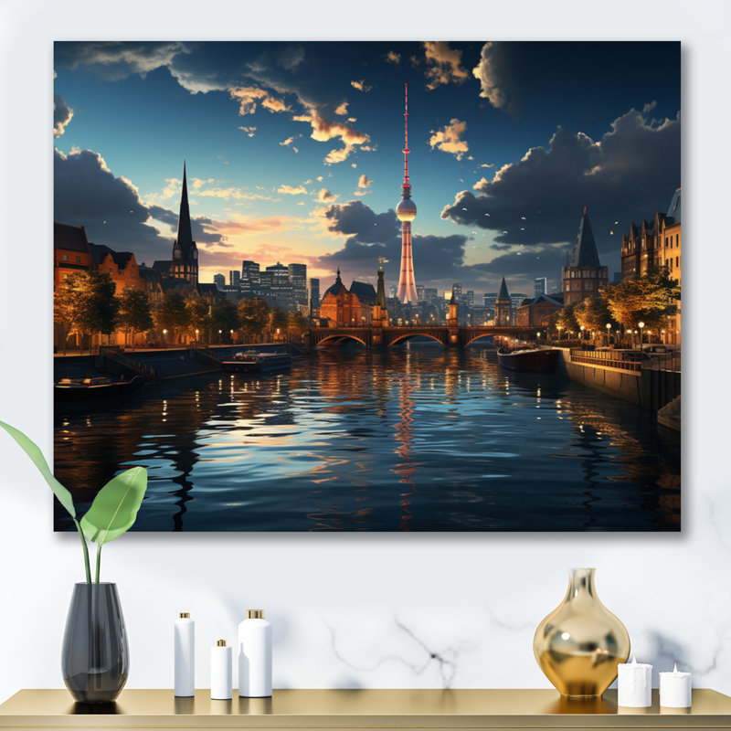 «Berlin Beautiful Cityscape Spot I - Berlin», reproduction d'art sur toile, H 24 po x l 32 po x P 1 po, Toile tendue