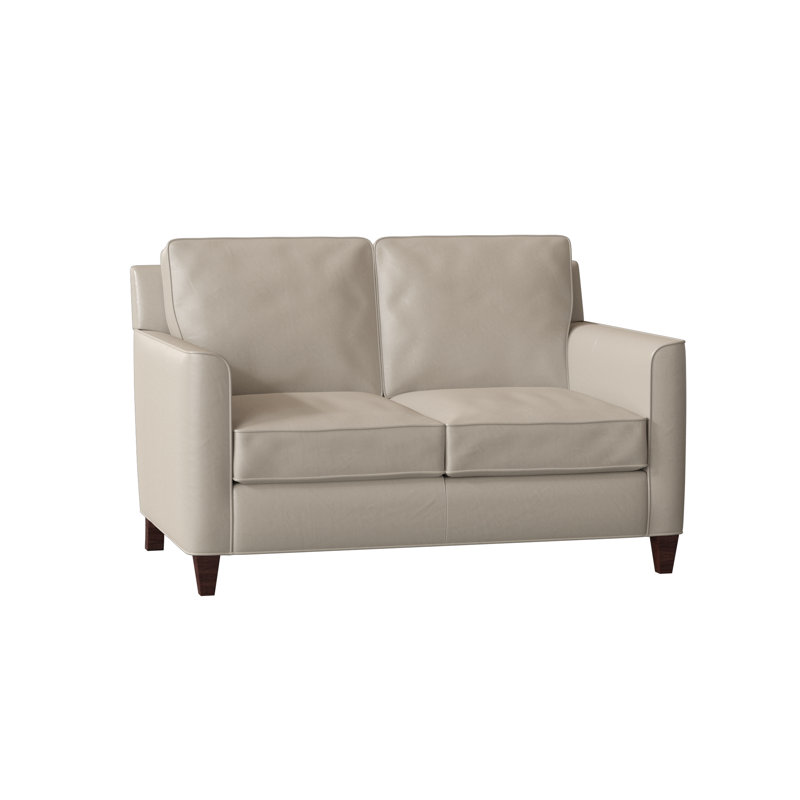 Yorba Leather Loveseat, Aline Fumo Genuine Leather, Mahogany