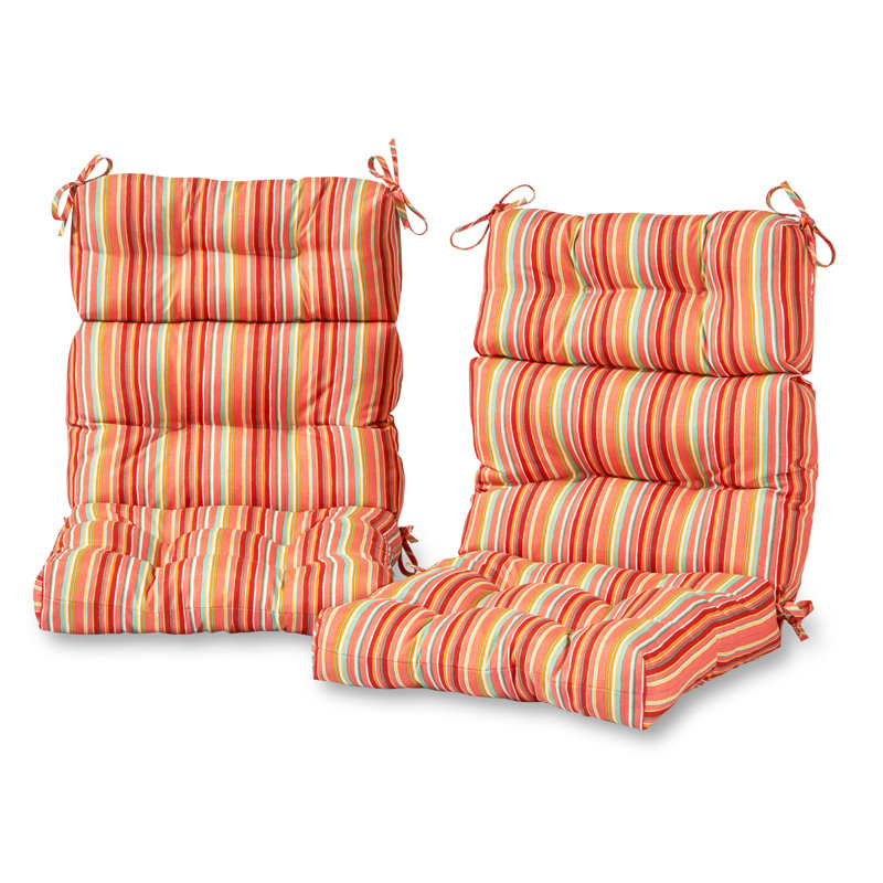 Lester Outdoor High Back Chair Cushion, Watermelon Stripe, 2