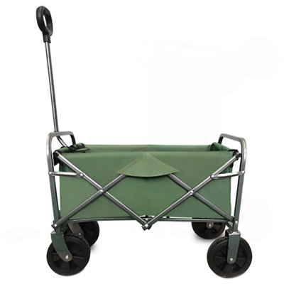 Collapsible Foldable Wagon Cart With Strapping System, Beach Wagon ,Utility Wagon Grocery Cart Camping Shopping Sports Gardeing Fishing Supports 225Lbs, Green