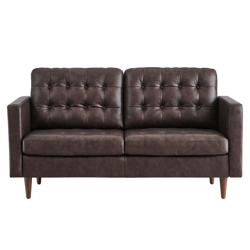Modway Exalt Tufted Leather Loveseat, Brown