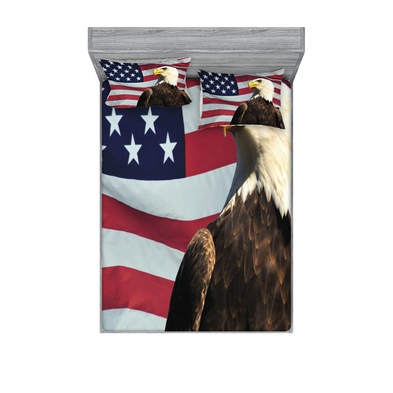 Multicolore drap-housse et taies décoratives Ambesonne Eagle, Ensemble de draps pour très grand lit californien