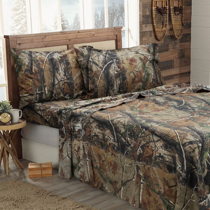 Realtree All Purpose Camo Bedding  Sheet Set Polycotton Rustic Farmhouse Bedding for Lodge, Cabin & Hunting Bed Set – Perfect for Outdoor Camouflage Bedroom