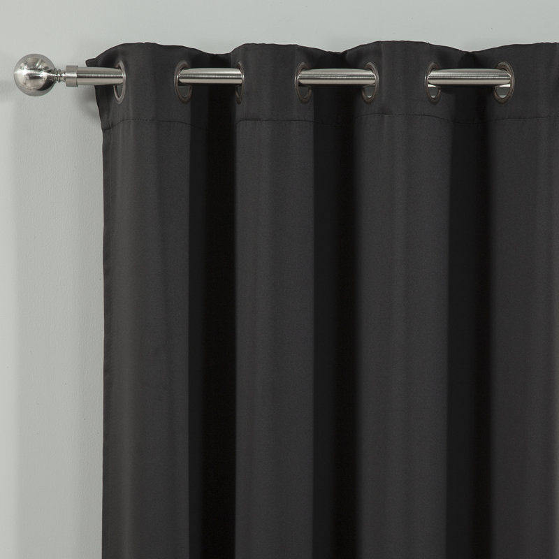 Flame Retardant Thermal Insulated Blackout Curtain, Black, 52" W x 96" L