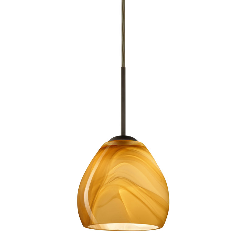 Eynesil 1 - Light Single Pendant, Xenon or Incandescent, Satin Nickel, Honey