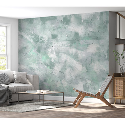 Murale abstraite pelez et collez - Impression menthe