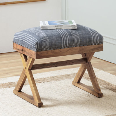 Pouf ottoman rembourré de 45,7 cm (18 po) de hauteur, fabriqué à la main avec des pattes en bois