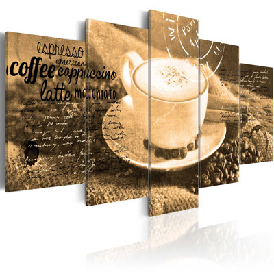 " Coffee, Espresso, Cappuccino, Latte Macchiato - Sepia " 5 - Pieces