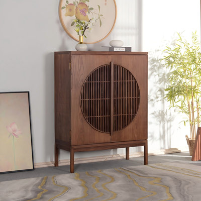 35.43"Solid Wood Elm wood brown Sideboard