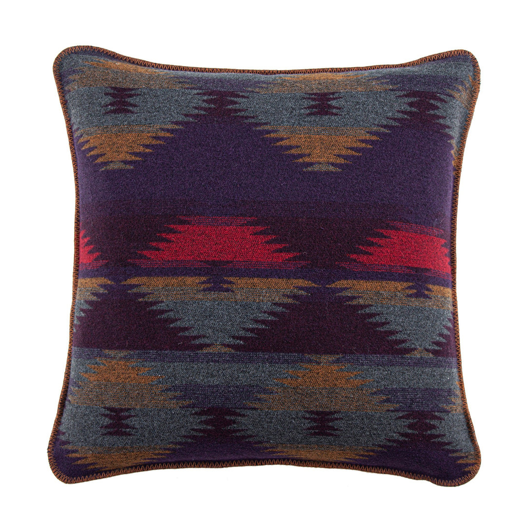 Gila Wool Blend Purple Yarn Dye Aztec Design Western Southwestern Lodge Throw Pillow Paseo Road by HiEnd Accents