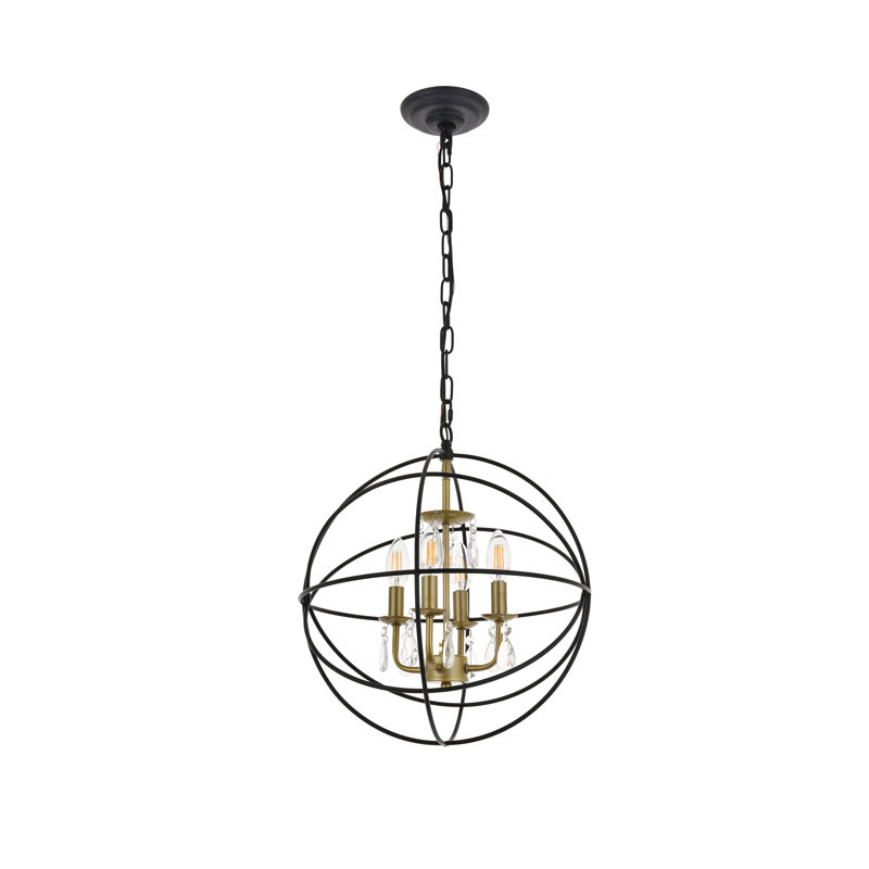 Luminaire suspendu Mayo, Noir mat, H 17,6 po x l 16 po x P 16 po, 4 lumières