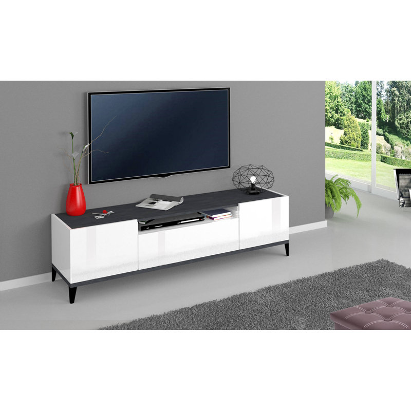 Kossowski TV Stand for TVs up to 60", White Glossy/Slate
