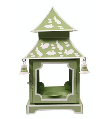 Grass Green & White Bunny Pagoda Lantern